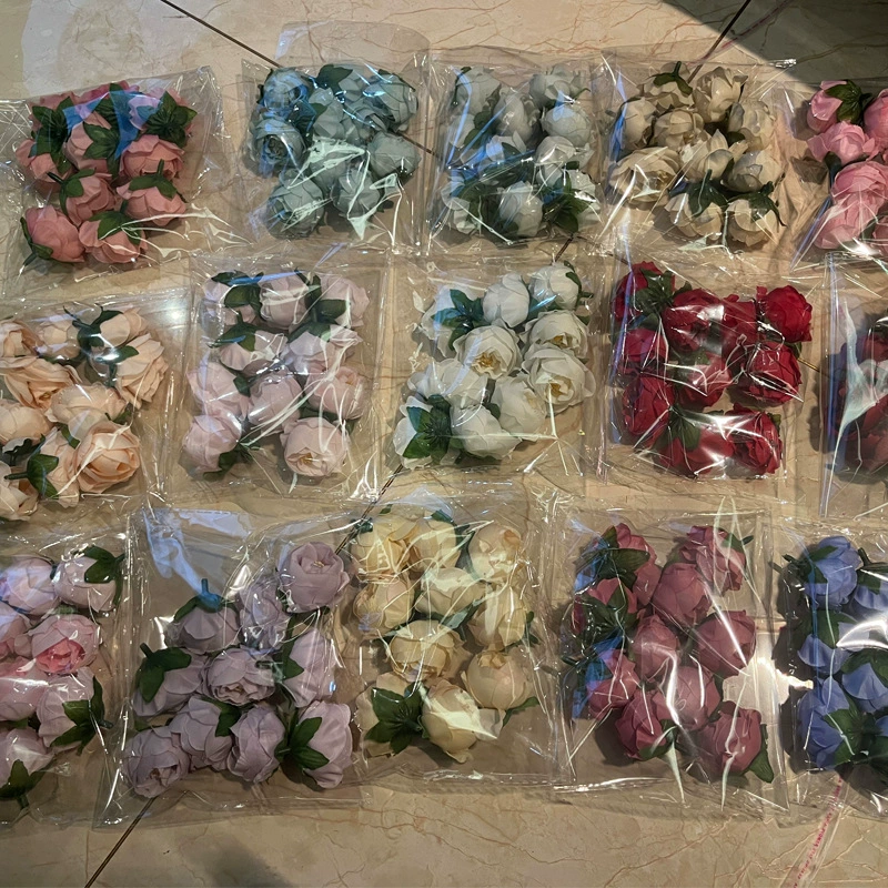 Симулятор розы головка ручной работы diy гирлянда материал ins ветер ретро чай цветы свадебное украшение поддельные цветы оптом