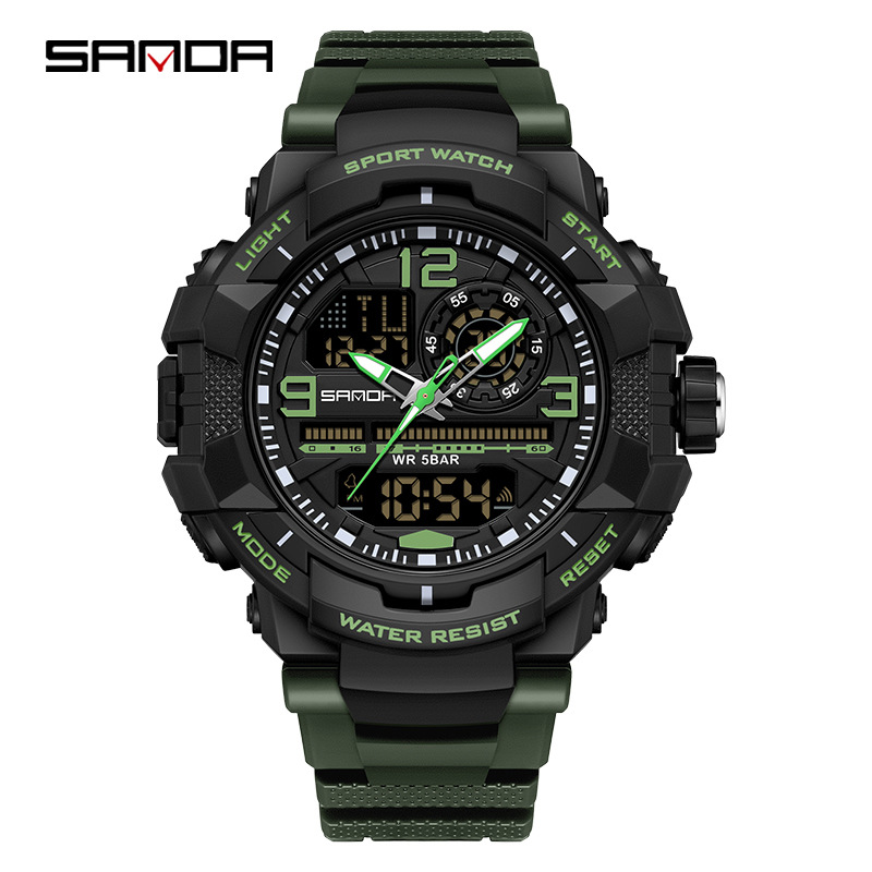 Sanda SANDA nuevo reloj electrónico para jóvenes montañismo moda luminoso reloj despertador impermeable 6130
