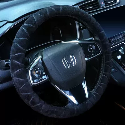 Handlebar Cover Long and Short | Steering wheel cover - 3d-embossed-whole-piece-black-38cm-steering-wheel-cover