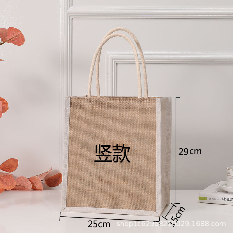 Bolsa de arpillera al por mayor bolsa de arpillera pintada a mano de Navidad bolsa de arpillera en blanco bolsa de yute MUJI