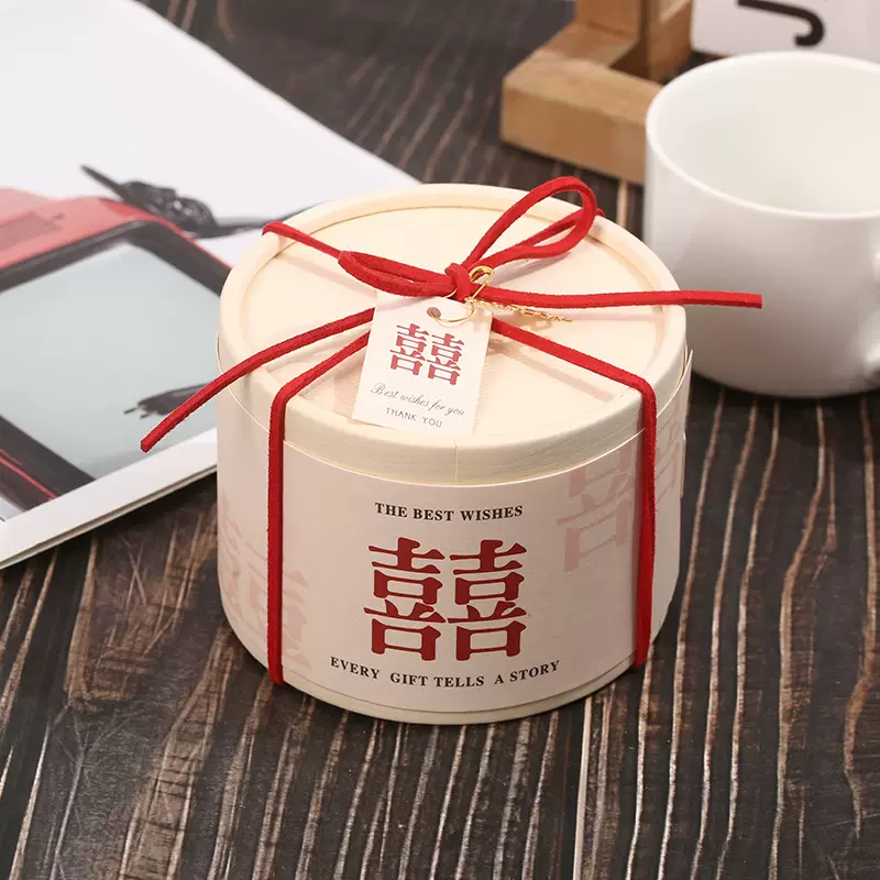 蒸蒸日上糖果盒子中式创意婚庆小蒸笼喜糖空盒喜茶盒满月宴桌糖盒