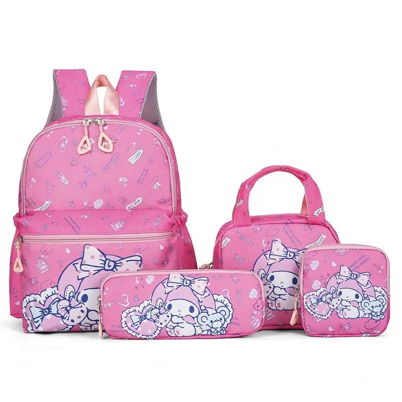 儿童动漫印花书包四件套卡通动漫印花书包学生双肩背包带笔袋批发