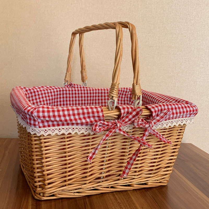 Willow-woven storage basket, flower basket shopping basket, rattan fruit basket, portable basket, vegetable basket, picnic basket, storage crate, egg basket
