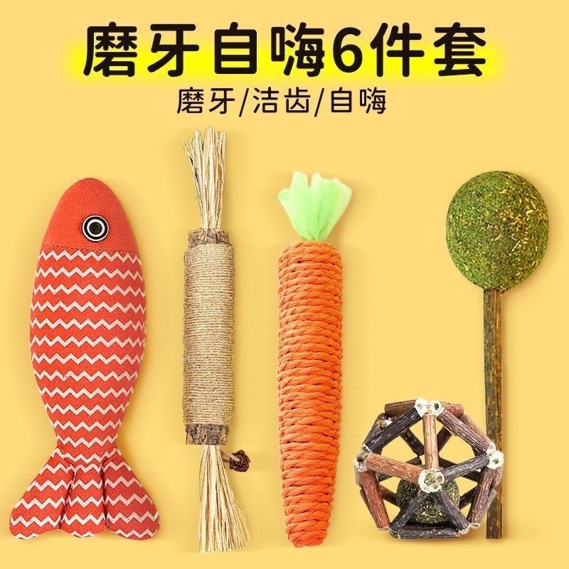 磨牙五件套F（薄荷鱼+磨牙棒+胡萝卜+棒棒糖+玲珑薄荷球）
