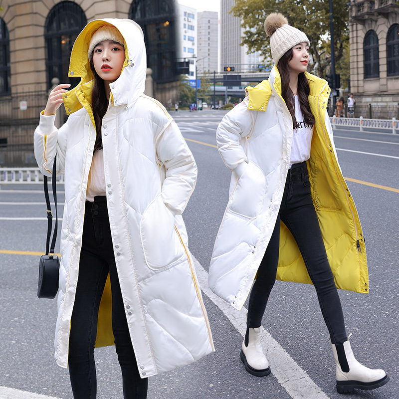 2024 invierno engrosado dos lados vestidos de algodón de mujer nuevo invierno largo estilo coreano abrigo de algodón extranjero image 1