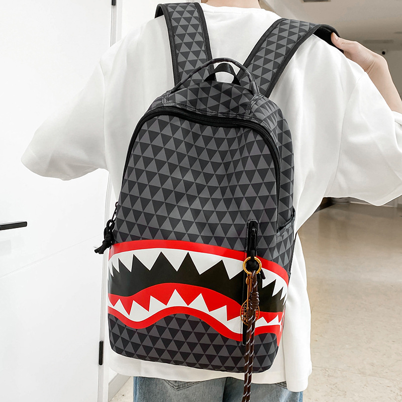 Mochila escolar de gran capacidad para mujeres nuevas estudiantes de alto valor, mochila de tiburón, mochila de viaje de nicho casual, personalidad