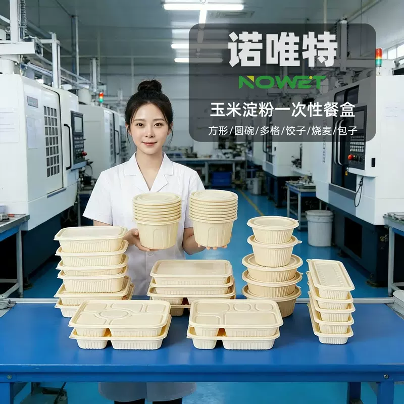 多规格餐盒玉米淀粉可降解一次性外卖日式打包食品级便当可微波