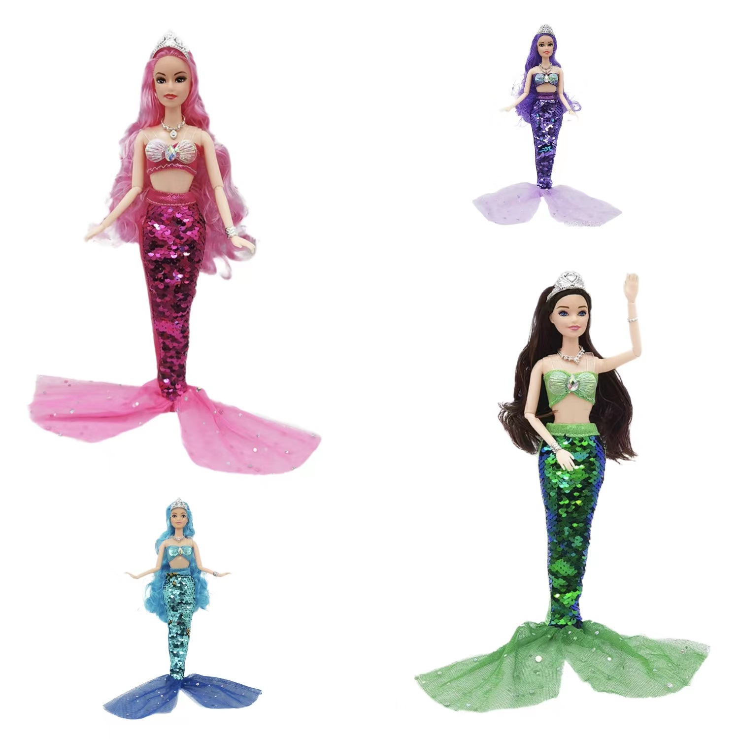 Bagged toy 30cm Barbie doll mermaid complete set of sequined fishtail skirt 6 points mermaid 11 joints