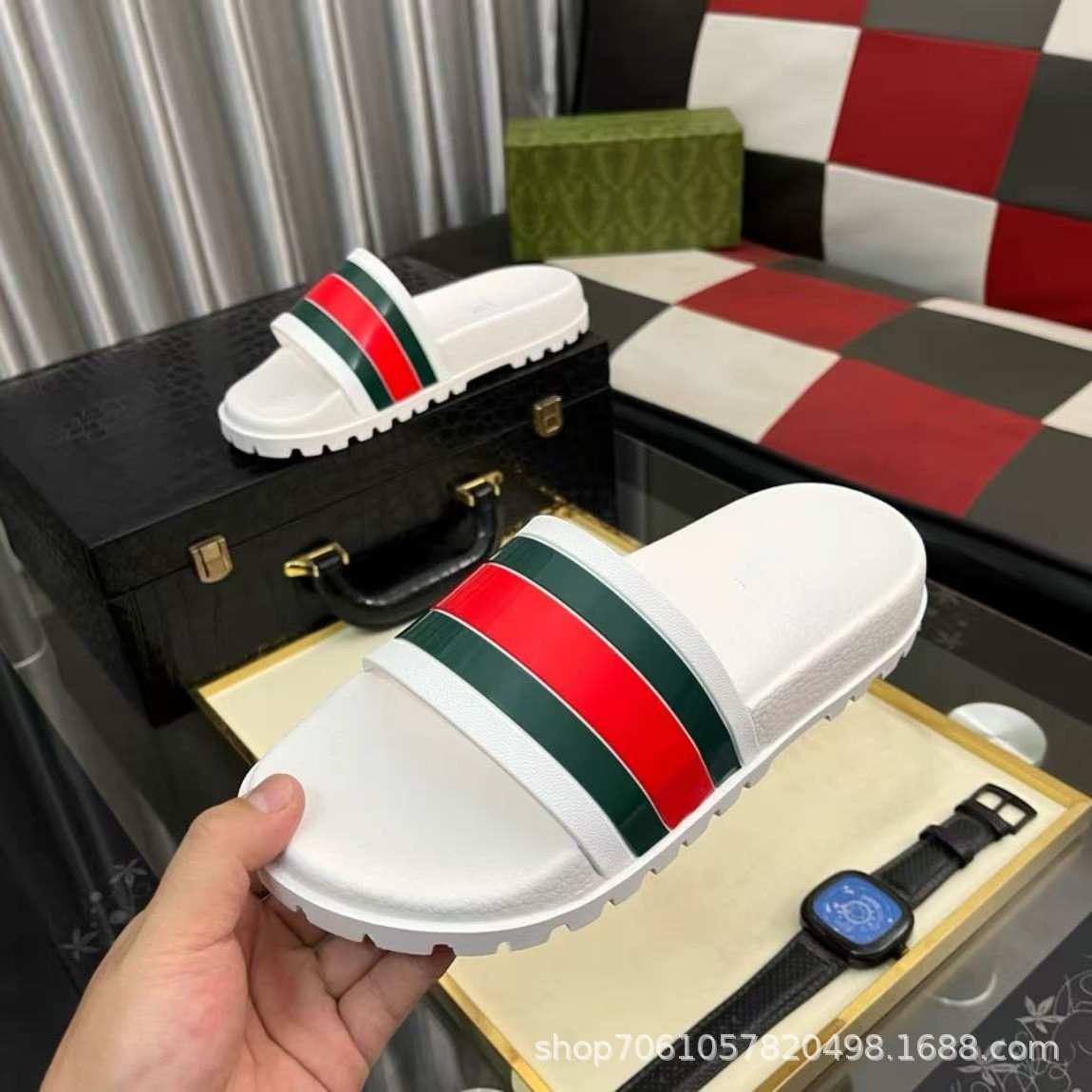 Estación europea de comercio exterior G casa zapatillas para parejas cómodas con una sola zapatilla de playa para el hogar