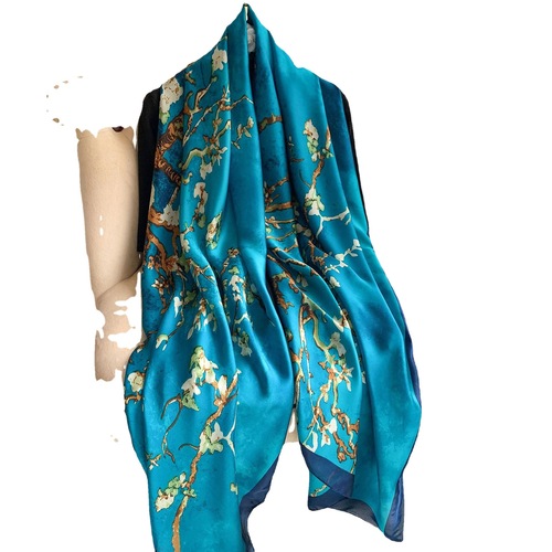 Spring and Autumn New Elegant Sunscreen Silk Scarf for Women Long Printed Shawl Fashion Trendy Sweet Warm Scarf