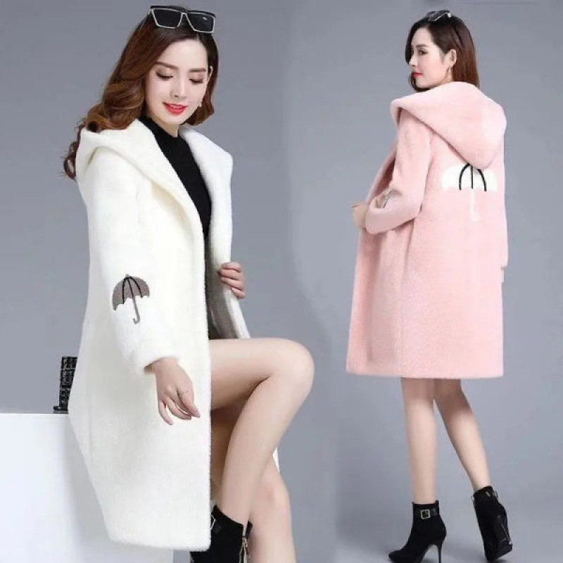 (2개) M  5XL LAMBSWOOL COAT 2025 새로운 유행 어머니 겨울 느슨한 한국 모직 원 LAMBSWOOL COAT