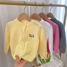 韩版女童卡通绣花开衫薄款宝宝针织外套婴儿毛衣小童上衣洋气外搭