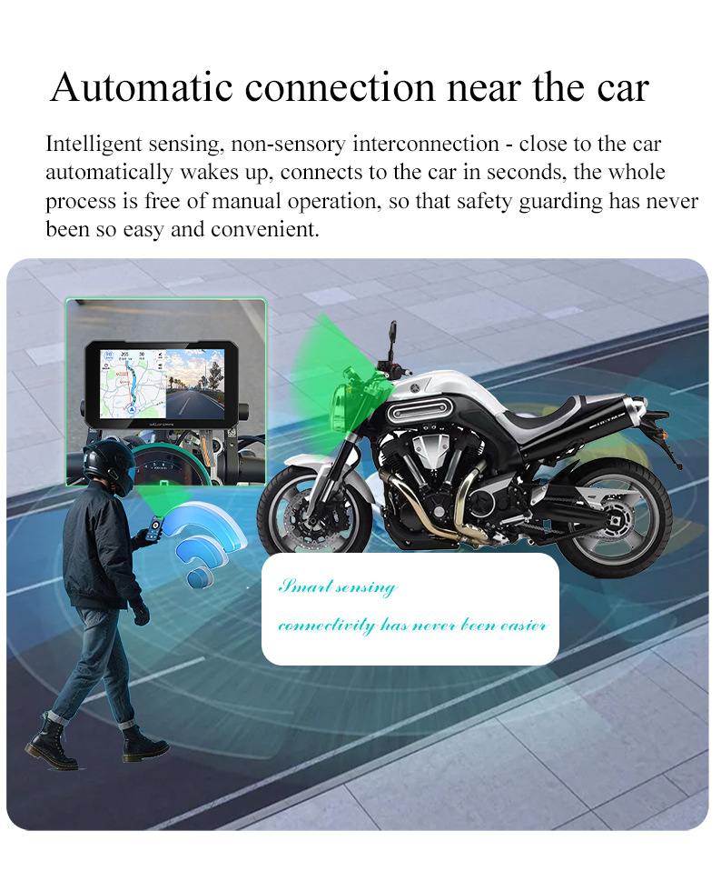 Motorcycle Smart Navigation System CarPlay/Android Auto Wireless Screen Mirroring Dash Cam Waterproof