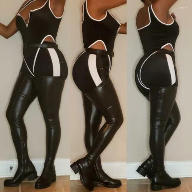 Scarpe da donna autunno e inverno suola adesiva stivali alti al ginocchio neri con testa rotonda stivali alla moda_voghion.com