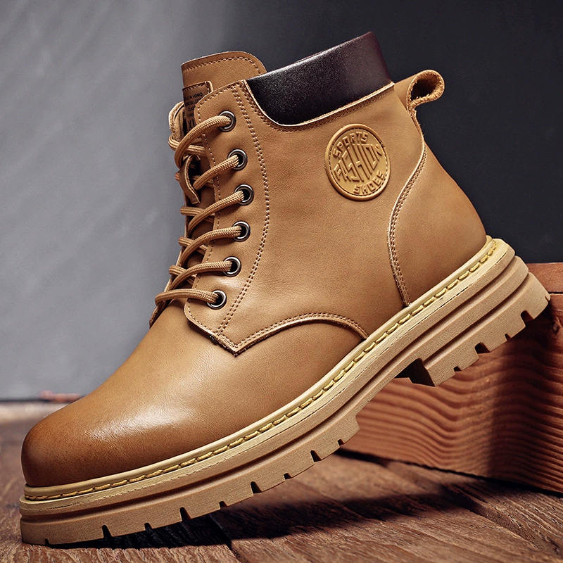 Мужские сапоги Martin осенью и зимой толстые, теплые и желтые сапоги