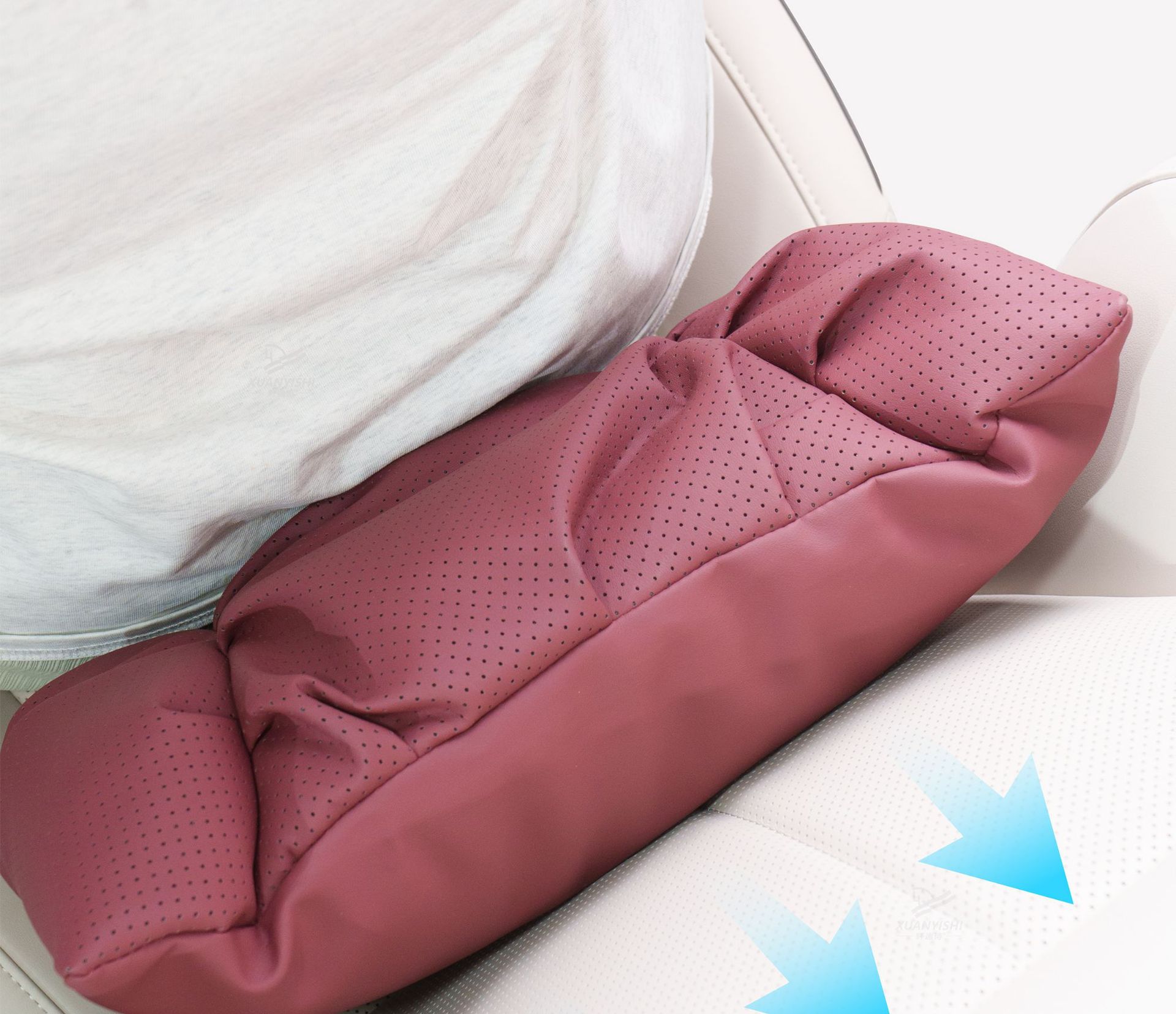 Amazon Car Headrest Premium Anti-Stain Leather Bubble Cotton Car Pillow Breathable Ventilated Car Lumbar Cushion Waist Support