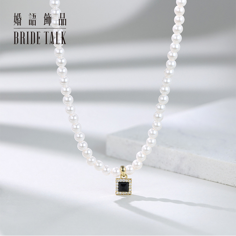 Retro organic agate genuine design necklace from pearl