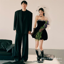 影楼新款高级感法式名媛风情侣写真连衣裙暗黑公主风个性艺术服装