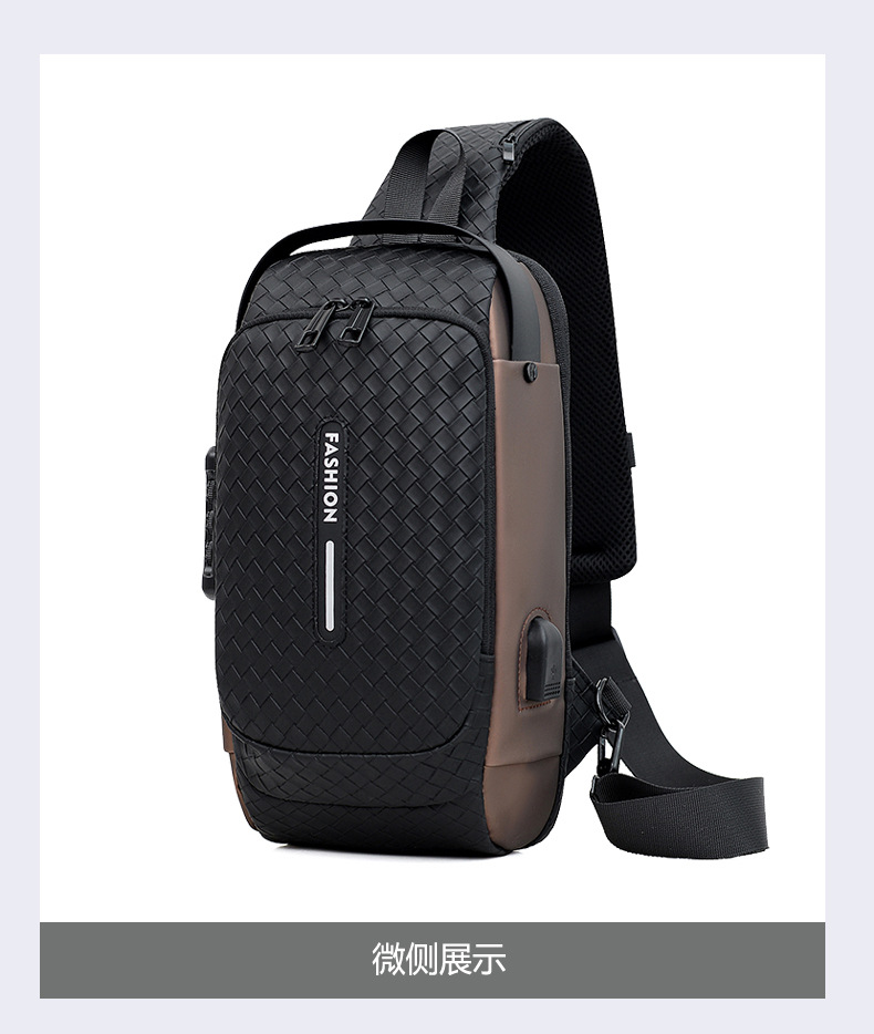 Cross-border men's chest bag, anti-theft password lock, single-shoulder bag, casual and simple crossbody bag, water-resistant outdoor storage chest bag undefined