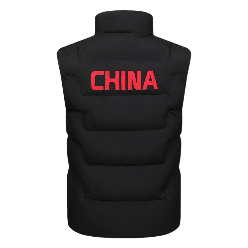 Китайская одежда, пуховый хлопковый жилет, мужские и женские зимние тренировки, жилет для китайской команды, Детская куртка без рукавов оптом