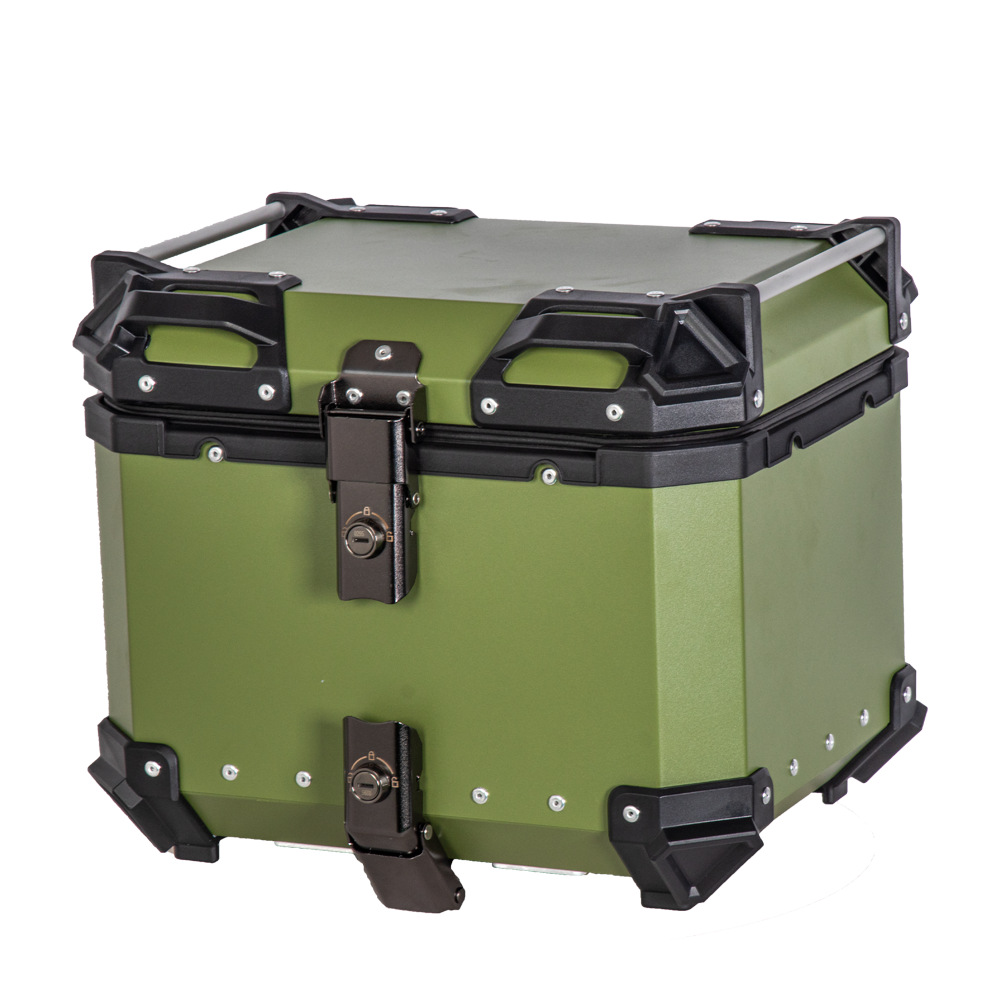 36L45L motocicleta verde retro liberación rápida aleación de aluminio verde caja trasera scooter equipaje coche eléctrico caja trasera