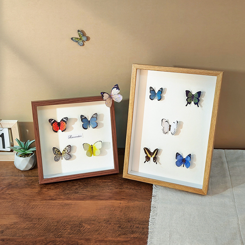 標本真蝴蝶中空相框擺台乾花手工昆蟲盒立體框架a4展示框廠家批發