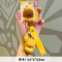 カピバラ猛獣浮かれ騒ぎ車のキーホルダーカピバラ漫画かわいい萌えPVC公仔バッグストラップ