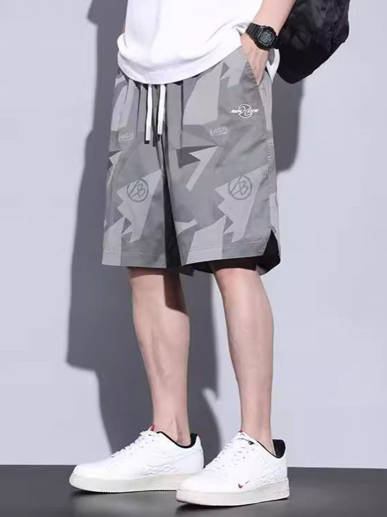 Camisas y menos ropa pantalones cortos deportivos de seda de hielo de verano tendencia de los hombres estilo fino holgado fresco y transpirable mono de camuflaje casual image 2