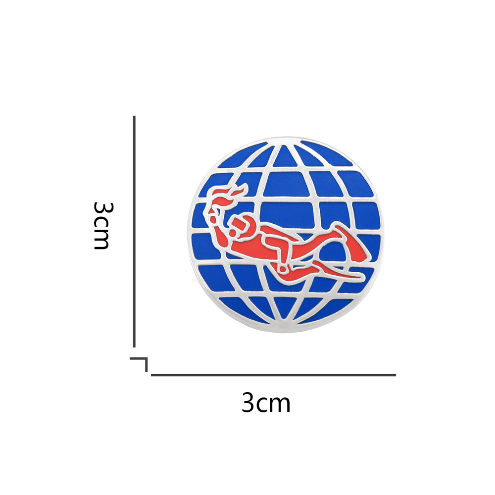 Padi Logo Enamel Brooch Red Diver Blue Earth Badge Scuba Diving Theme Backpack Accessories