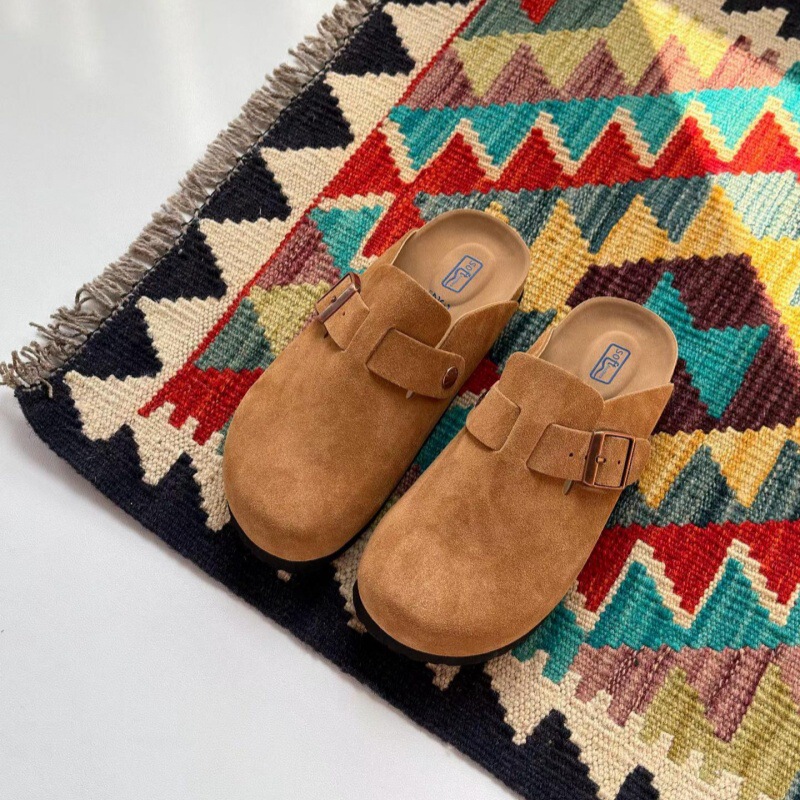 Boken Spring New Cowhide Slippers Women's Casual Cowhide Sandals Genuine Leather Shock Absorbing Anti-Slip Belt Buckle Outdoor Home