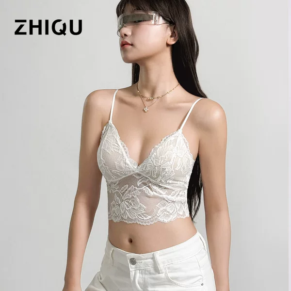 Authentic Lace French-Style Lingerie for Women, Thin and Beautiful Back, Sexy Wireless Bra Set, Makes Large Breasts Appear Smaller, White