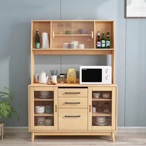 Nordic solid wood sideboard high cabinet modern simple tea cabinet wall-mounted home living room multi-functional storage storage cabinet