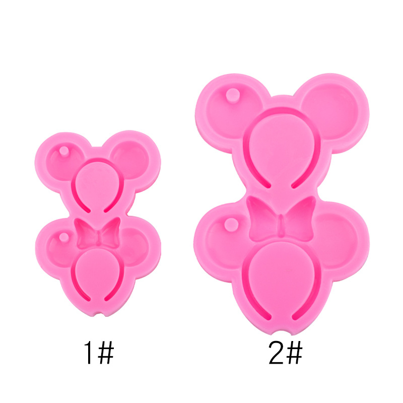 Dos piezas de Mickey horquilla molde de silicona arcilla cerámica suave accesorios de epoxi accesorios de fabricación de llaveros