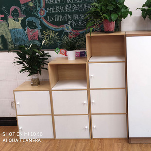 Large Wooden Simple Cabinet Storage Cabinet Bookcase Bookshelf Children's Storage with Door Combination Storage Simple and Modern