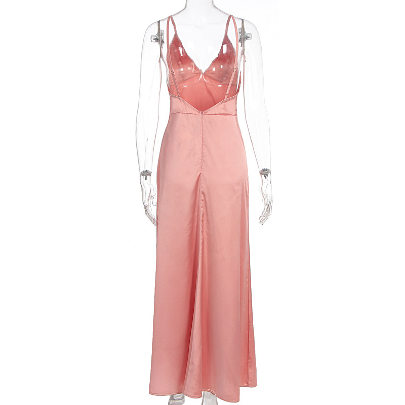 Sexy V Neck Halter Dress Pure Desire Style Backless Slim Fit Long Dress For Women Party Evening Dating_ecoleips.com