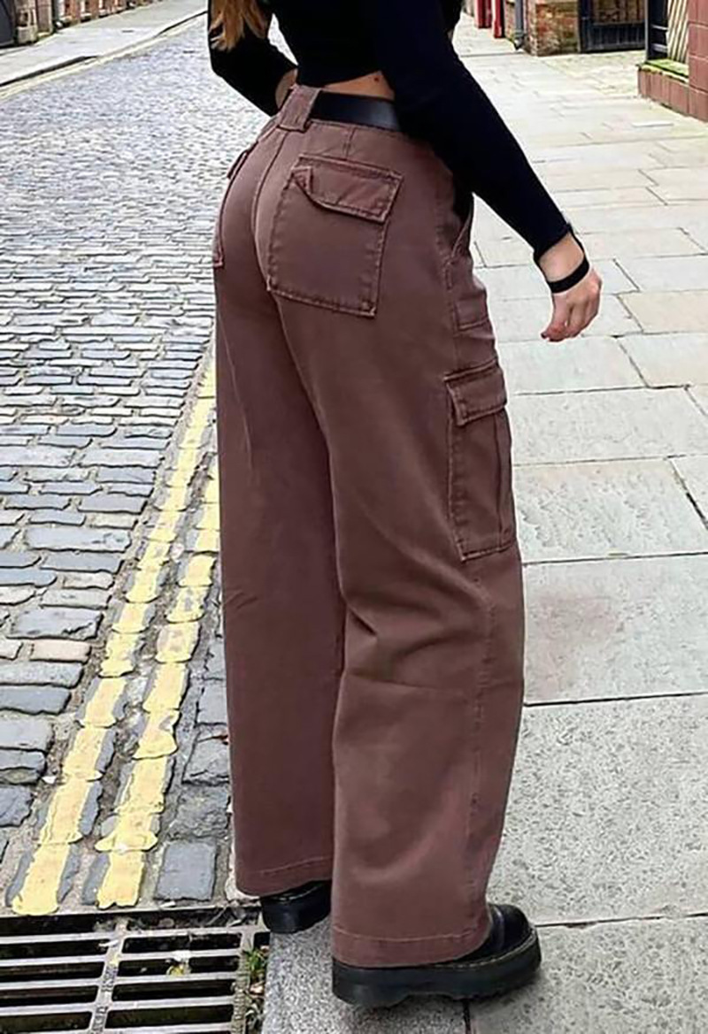 Fashion Brown High-rise Straight-leg Denim Trousers