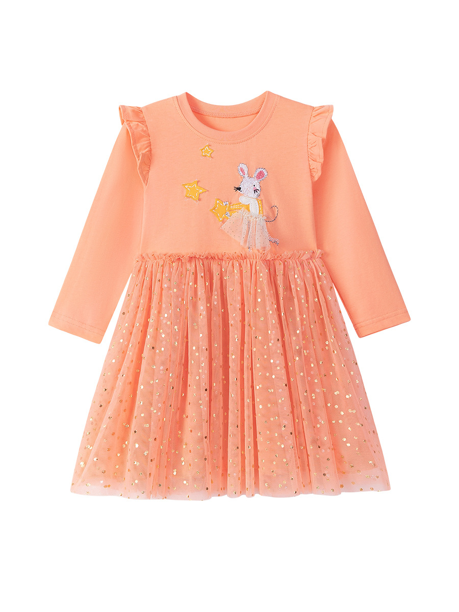 Little maven vestido de niña de otoño transfronterizo vestido de princesa para niños de malla europea y americana falda de algodón de dibujos animados image 6