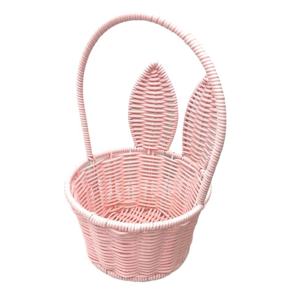 Cesta de Flores con Diseño de Conejo de Imitación Ratán de Plástico para Arreglos Florales
