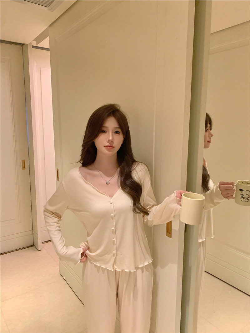 New Winter Casual Modal Long-Sleeved Simple Casual Suit Underwear Women's Home Wear Factory Direct Sales