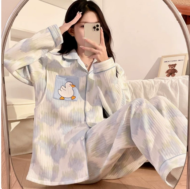 Ежемесячная одежда, осень и зима, хлопковая Послеродовая Пижама для кормления грудью, Воздушная Хлопковая пижама для беременных, весна и осень, домашняя одежда для матери, костюм для кормления