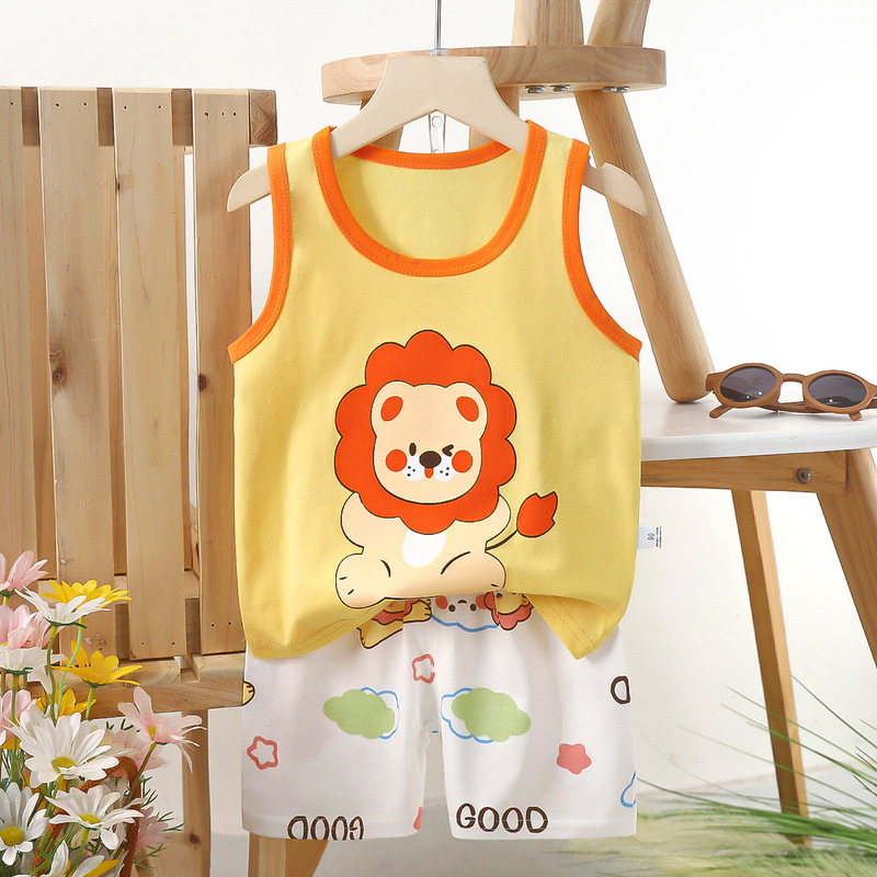 子供ベストセット純綿女の子夏服韓国風子供服新 2025 夏男の子ツーピースセット卸売|undefined
