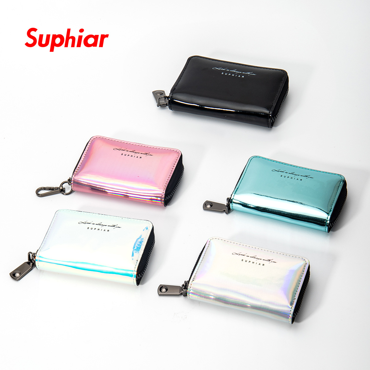 Nueva licencia de conducir de almacenamiento de gran capacidad con múltiples tarjetas, cremallera, tarjeta bancaria de color mágico láser, bolso de órgano de mujer de moda