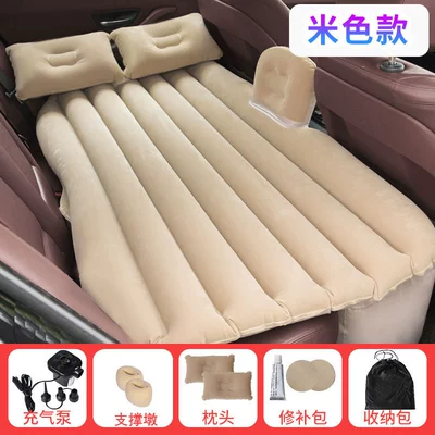 Car Inflatable Mattress Suv Car — Vehicle-mounted inflatable bed - thickened-small-side-rail-straight-stripe-double-pier-meter-double-pillow-electric-pump