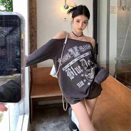 纯棉爆款修身小众设计感长袖t恤女遮肉辣妹上衣纯欲外穿吊带秋装
