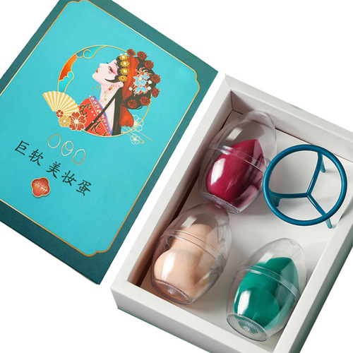 Amazon cross-border pure English gift box super soft beauty makeup egg makeup sponge puff gourd water drop bevel cut powder puff set