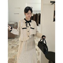 深秋搭配初冬韩系穿搭一整套秋冬季女装小香风毛衣半身裙两件套装