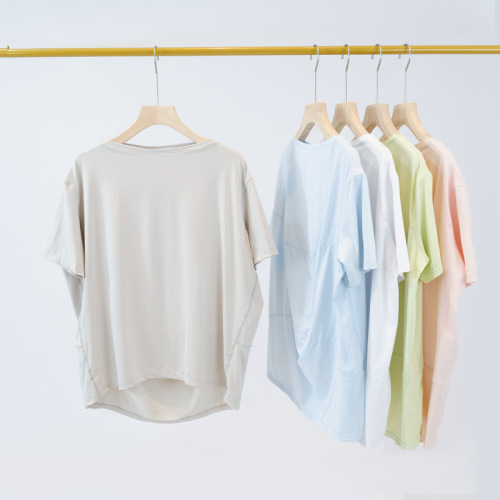 Summer Thin Sunscreen Ice Silk Loose-Fitting Slimming Short-Sleeved Women's Casual Yoga Round Neck Quick-Drying Short T-Shirt
