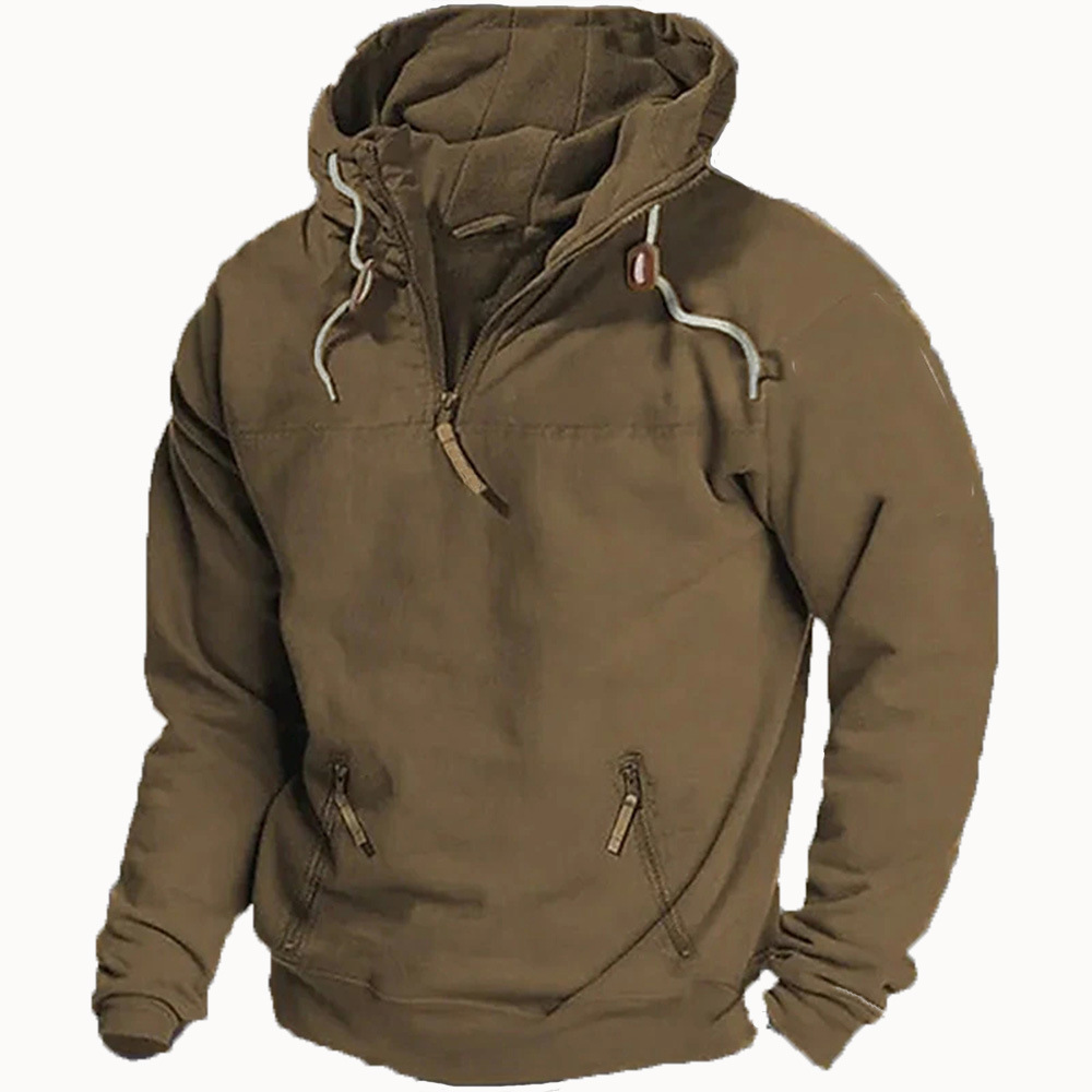 Transfronterizo 2023 Otoño e Invierno nuevos hombres con capucha suéter de color sólido deportes juveniles chaqueta casual suelta suéter de color sólido