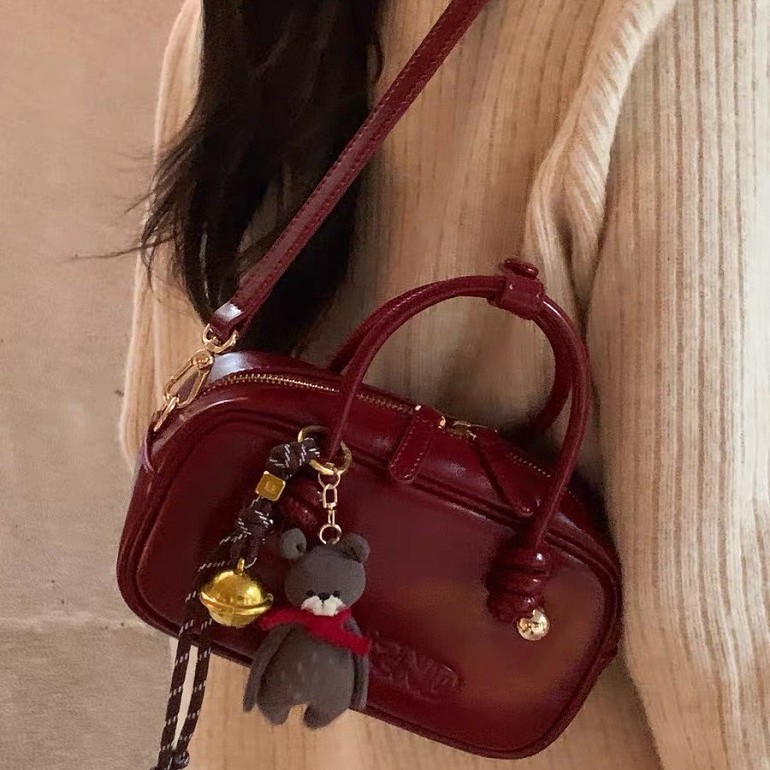 Borsa a tracolla nanfeng chio bordeaux in vera pelle da donna_voghion.com