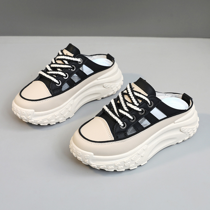 Q072 Nuevas pantuflas caladas para mujer, estilo veraniego, modernas, casuales, transpirables, con suela gruesa que aumenta la altura._voghion.com